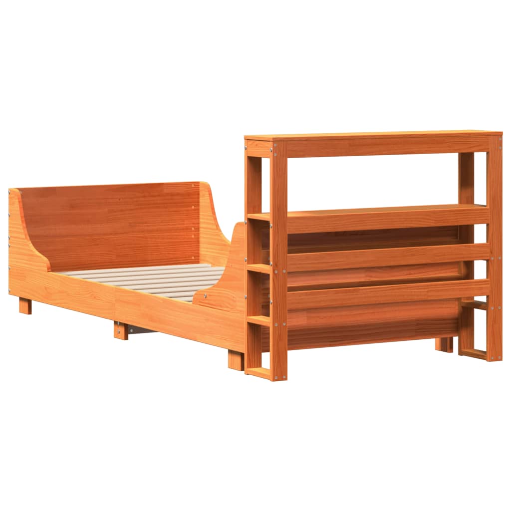 Bedframe zonder matras massief grenenhout wasbruin 100x200 cm is nu te koop bij PeponiXL, paradijselijk wonen!