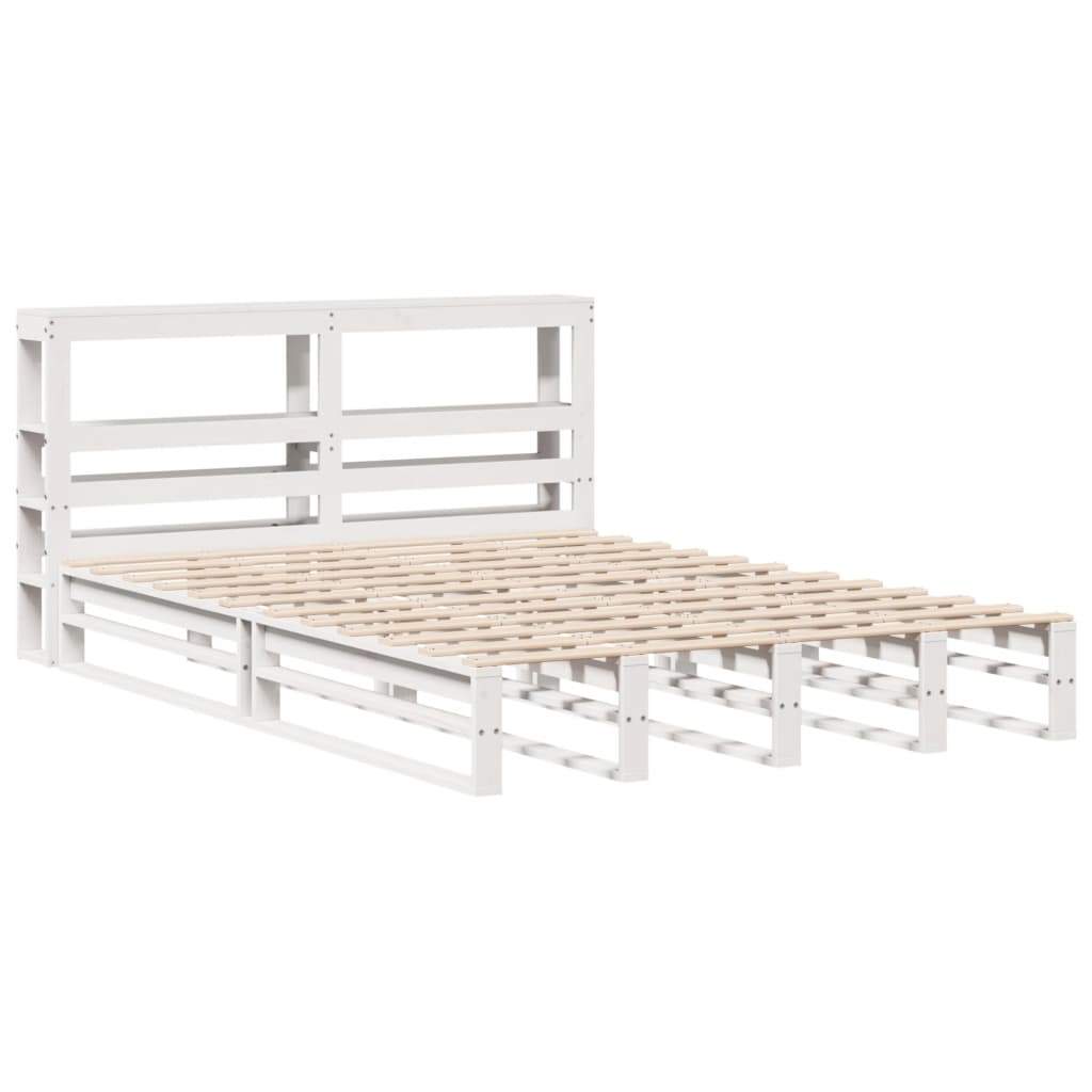 Bedframe zonder matras massief grenenhout wit 150x200 cm is nu te koop bij PeponiXL, paradijselijk wonen!