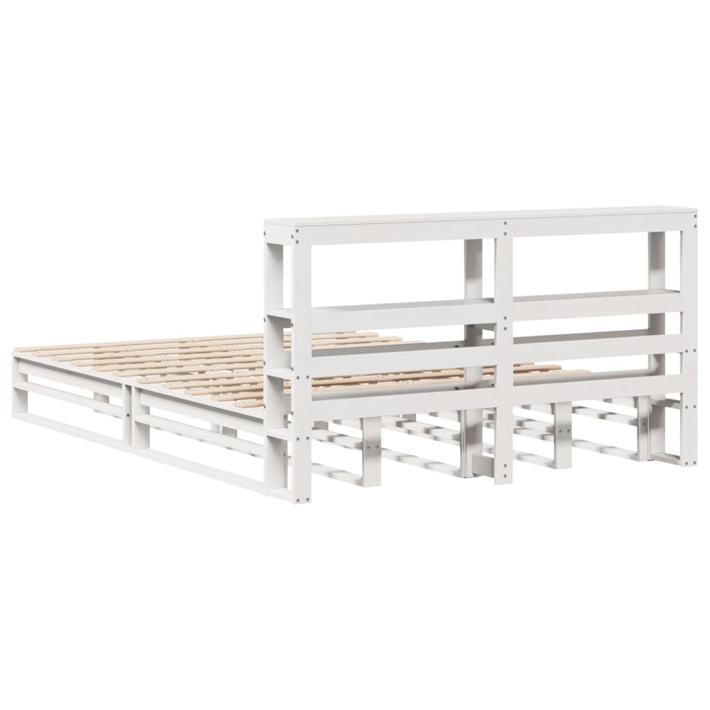 Bedframe zonder matras massief grenenhout wit 150x200 cm is nu te koop bij PeponiXL, paradijselijk wonen!