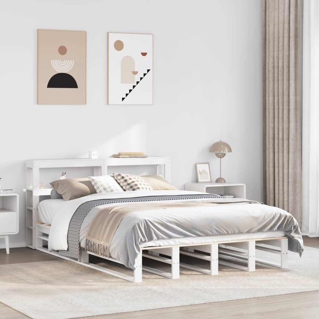 Bedframe zonder matras massief grenenhout wit 150x200 cm is nu te koop bij PeponiXL, paradijselijk wonen!