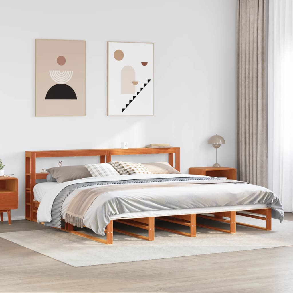 Bedframe zonder matras massief grenenhout wasbruin 180x200 cm is nu te koop bij PeponiXL, paradijselijk wonen!