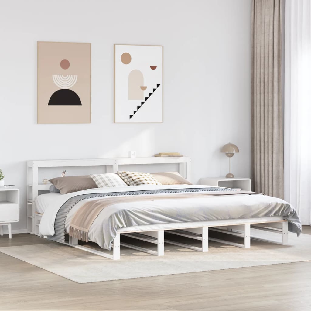 Bedframe zonder matras massief grenenhout wit 200x200 cm is nu te koop bij PeponiXL, paradijselijk wonen!