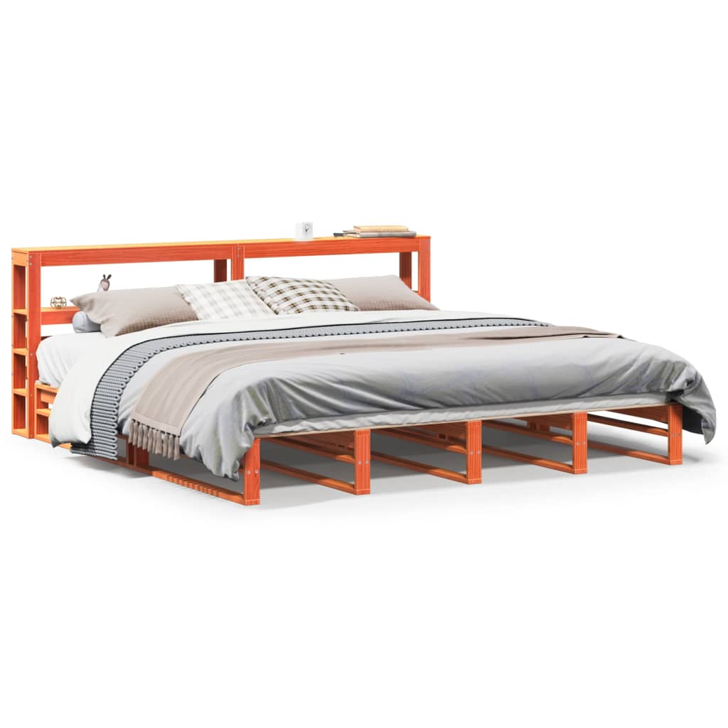 Bedframe zonder matras massief grenenhout wasbruin 200x200 cm is nu te koop bij PeponiXL, paradijselijk wonen!