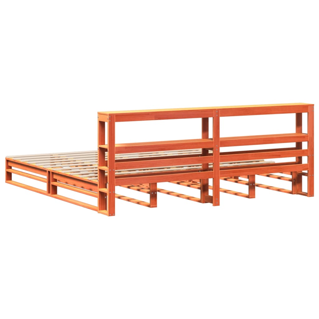 Bedframe zonder matras massief grenenhout wasbruin 200x200 cm is nu te koop bij PeponiXL, paradijselijk wonen!