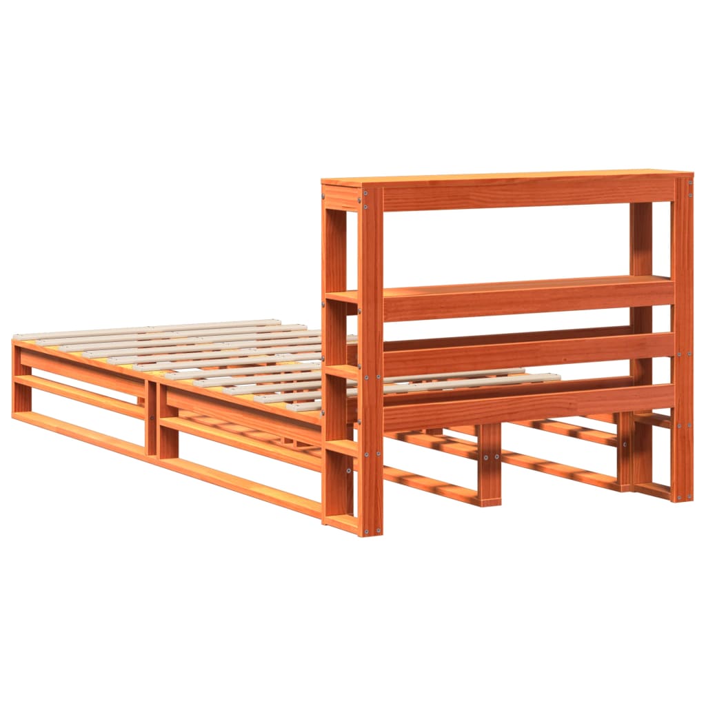 Bedframe zonder matras massief grenenhout wasbruin 75x190 cm is nu te koop bij PeponiXL, paradijselijk wonen!