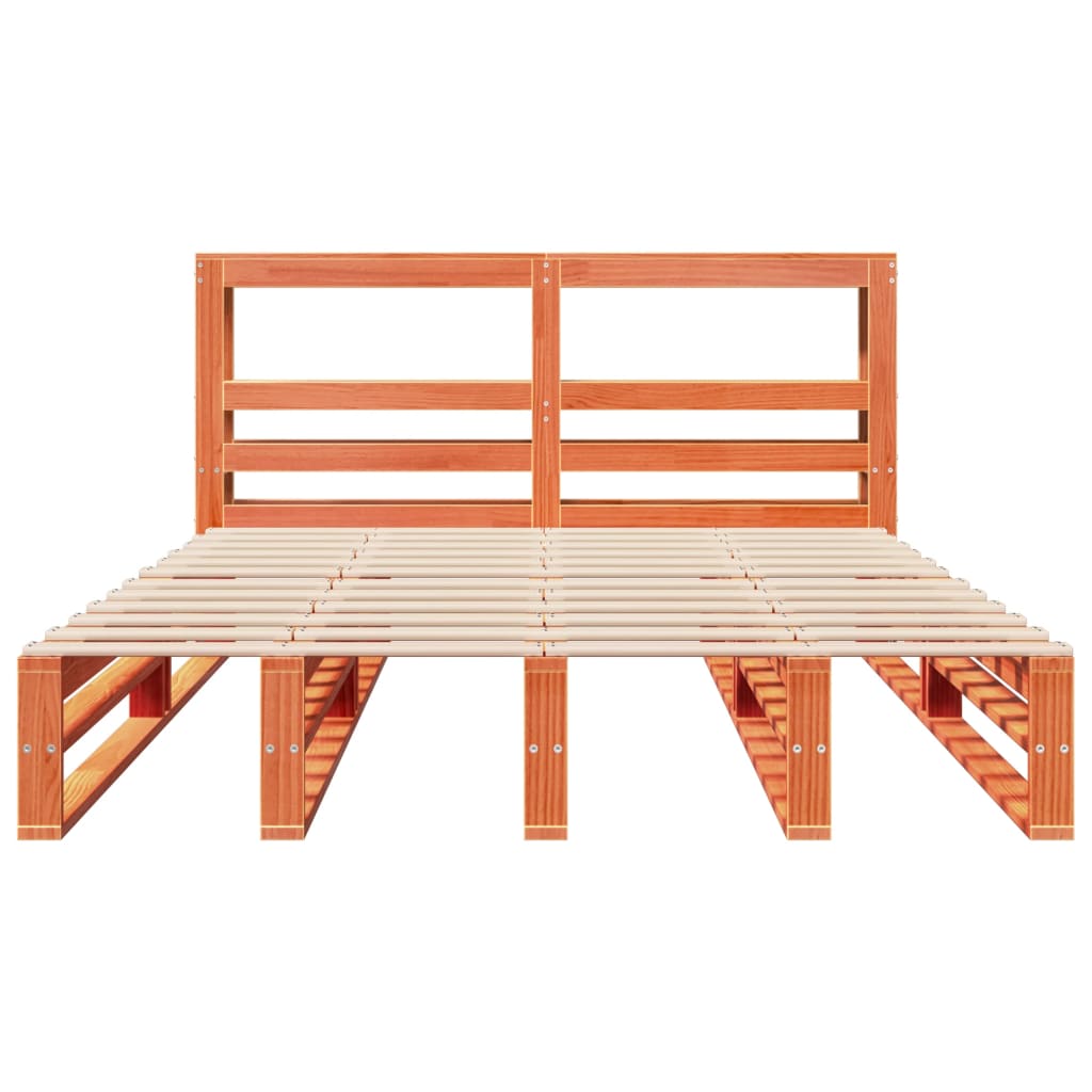 Bedframe zonder matras massief grenenhout wasbruin 135x190 cm is nu te koop bij PeponiXL, paradijselijk wonen!