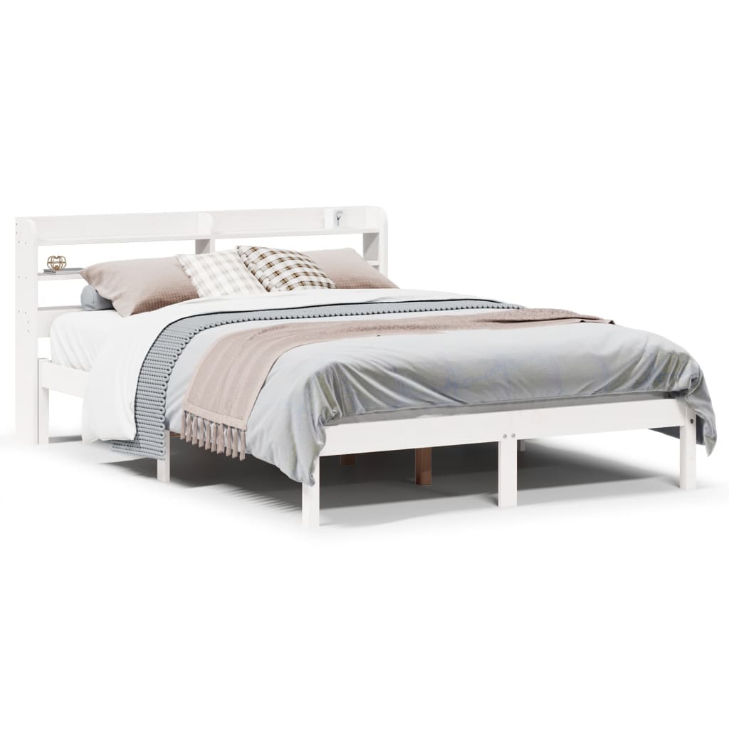 Bedframe zonder matras massief grenenhout wit 140x190 cm is nu te koop bij PeponiXL, paradijselijk wonen!