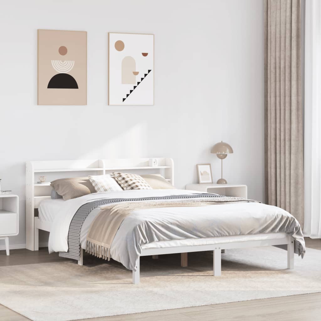 Bedframe zonder matras massief grenenhout wit 140x190 cm is nu te koop bij PeponiXL, paradijselijk wonen!