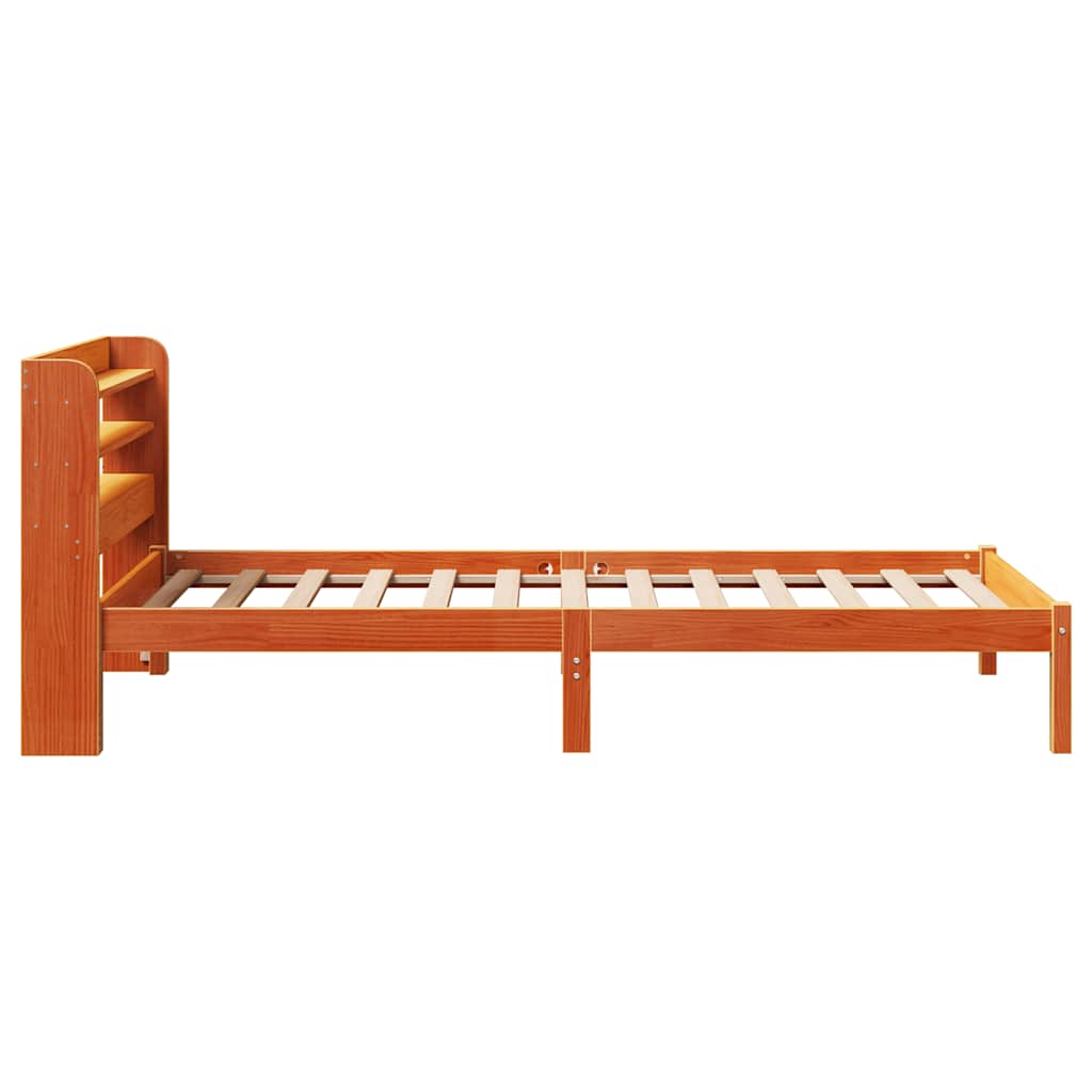 Bedframe met hoofdbord massief grenenhout wasbruin 75x190 cm is nu te koop bij PeponiXL, paradijselijk wonen!