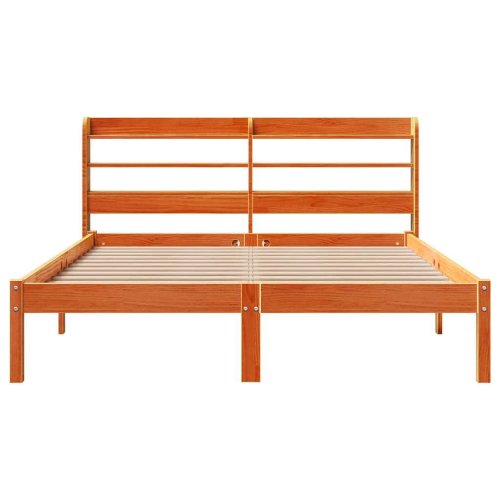 Bedframe met hoofdbord massief grenenhout wasbruin 120x190 cm is nu te koop bij PeponiXL, paradijselijk wonen!