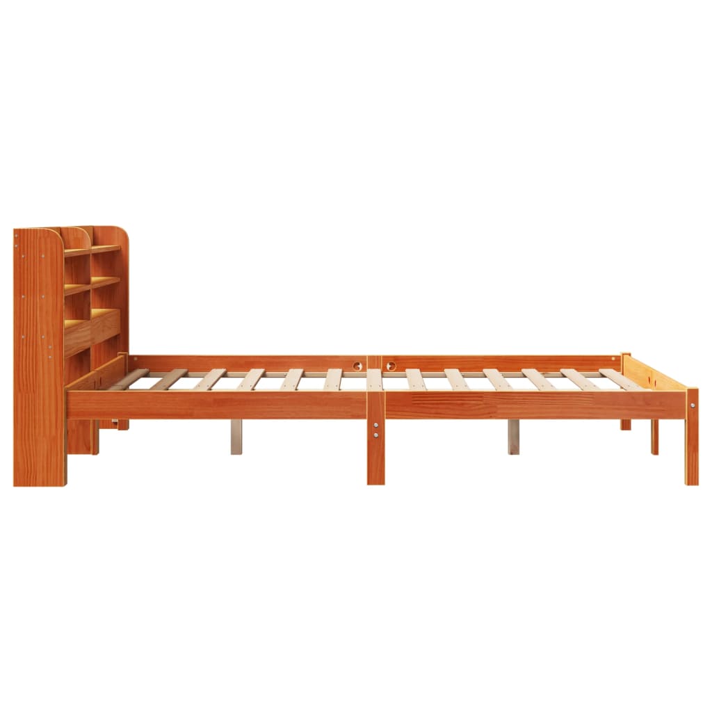Bedframe met hoofdbord massief grenenhout wasbruin 120x200 cm is nu te koop bij PeponiXL, paradijselijk wonen!