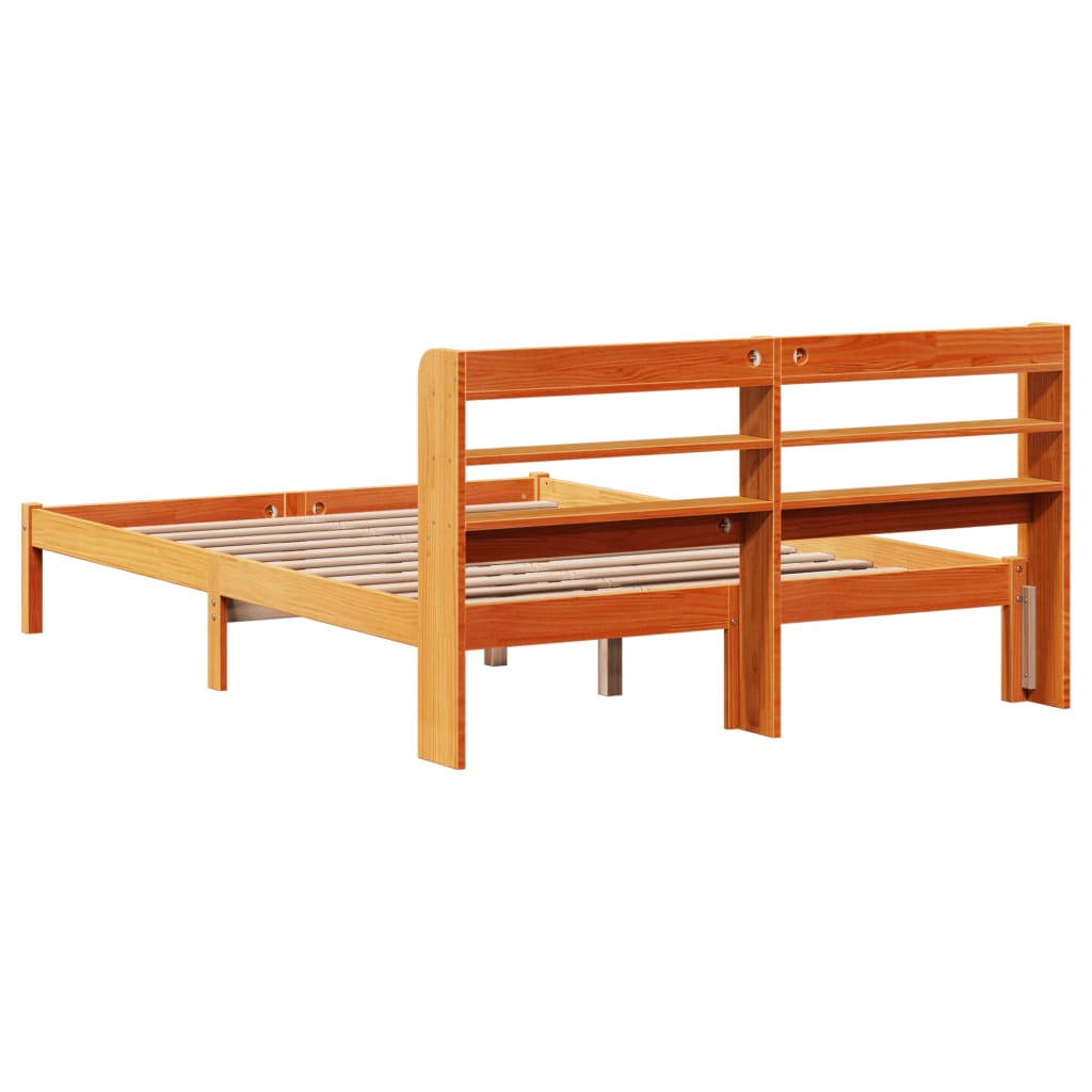 Bedframe met hoofdbord massief grenenhout wasbruin 120x200 cm is nu te koop bij PeponiXL, paradijselijk wonen!