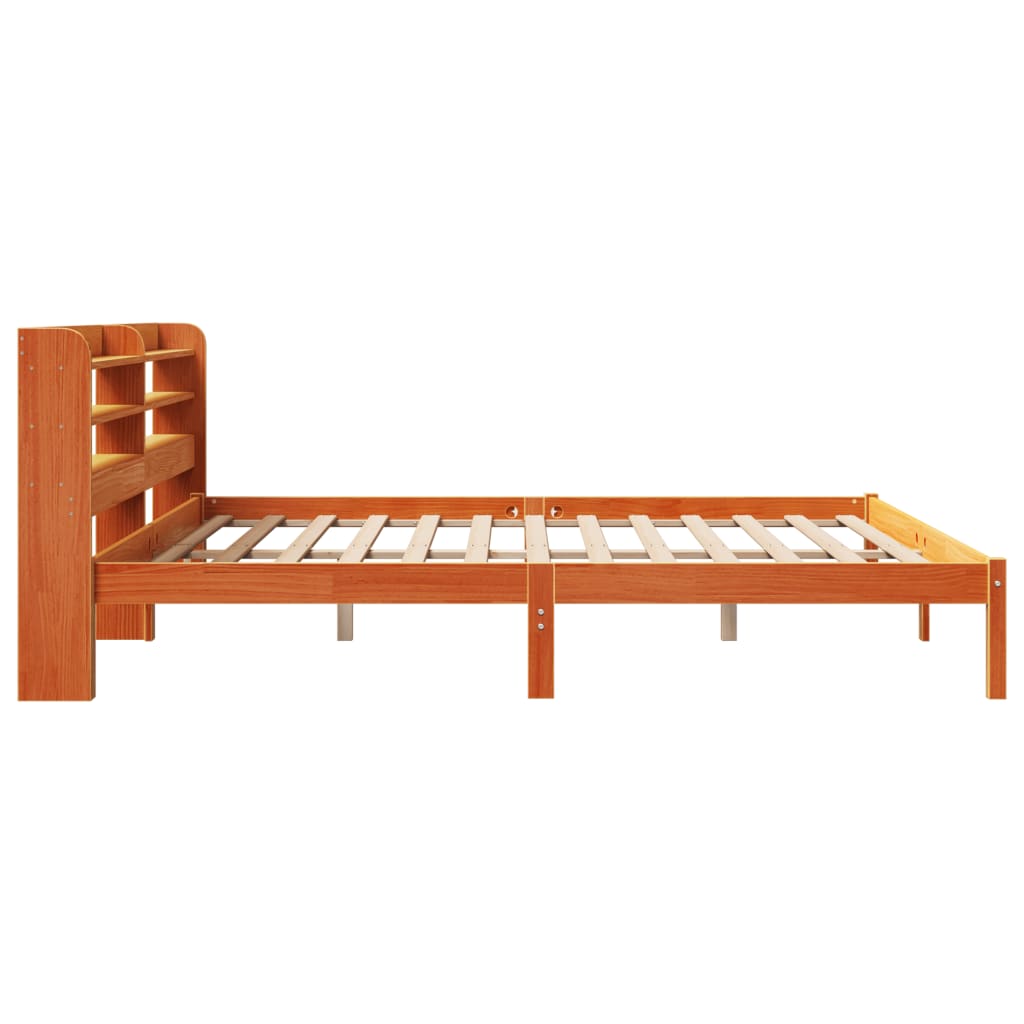 Bedframe met hoofdbord massief grenenhout wasbruin 200x200 cm is nu te koop bij PeponiXL, paradijselijk wonen!