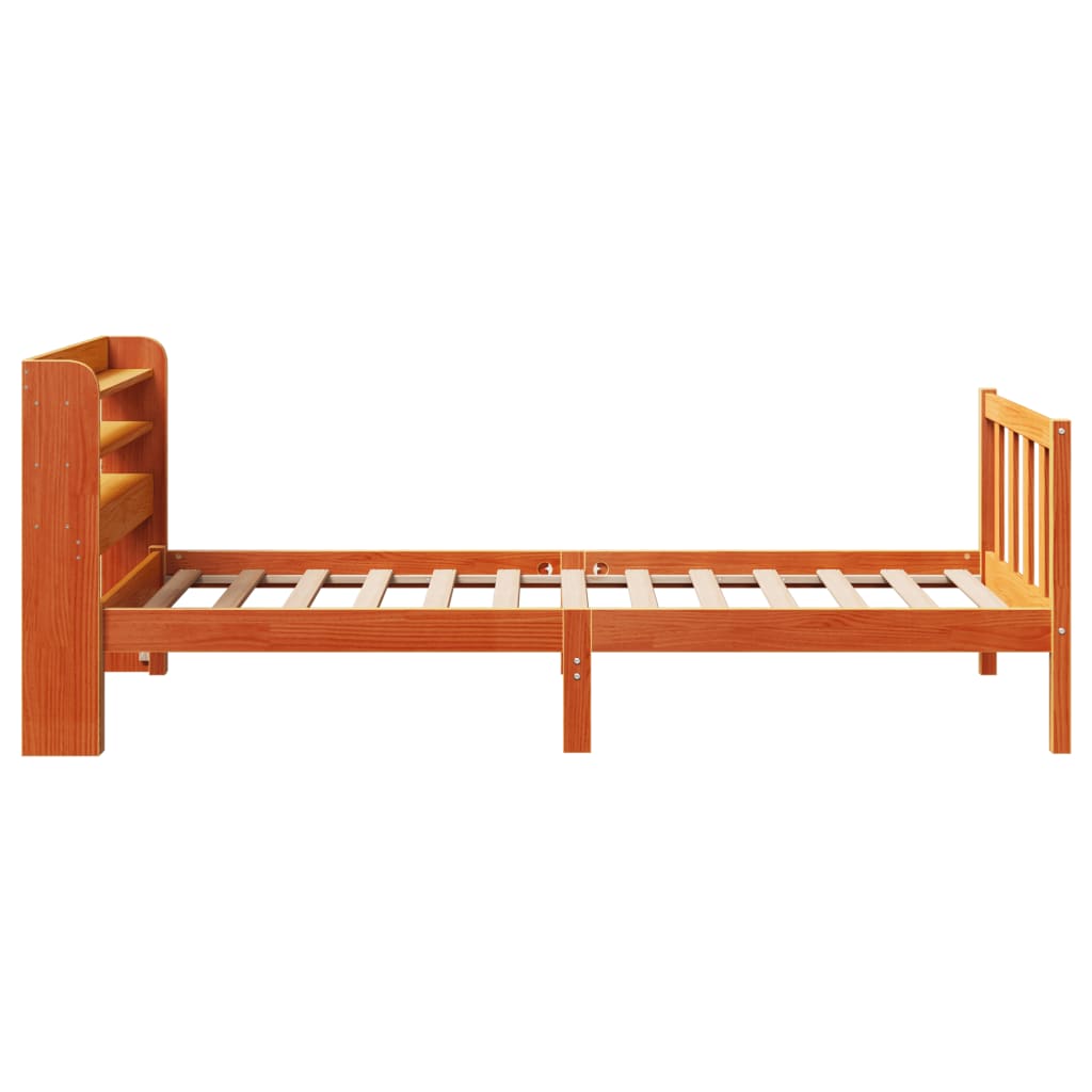 Bedframe met hoofdbord massief grenenhout wasbruin 100x200 cm is nu te koop bij PeponiXL, paradijselijk wonen!