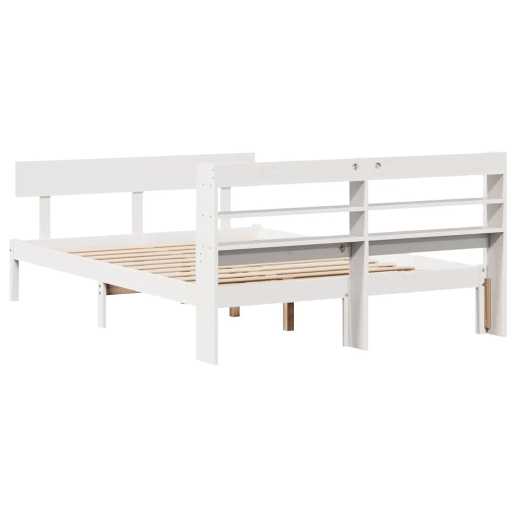 Bedframe zonder matras massief grenenhout wit 135x190 cm is nu te koop bij PeponiXL, paradijselijk wonen!