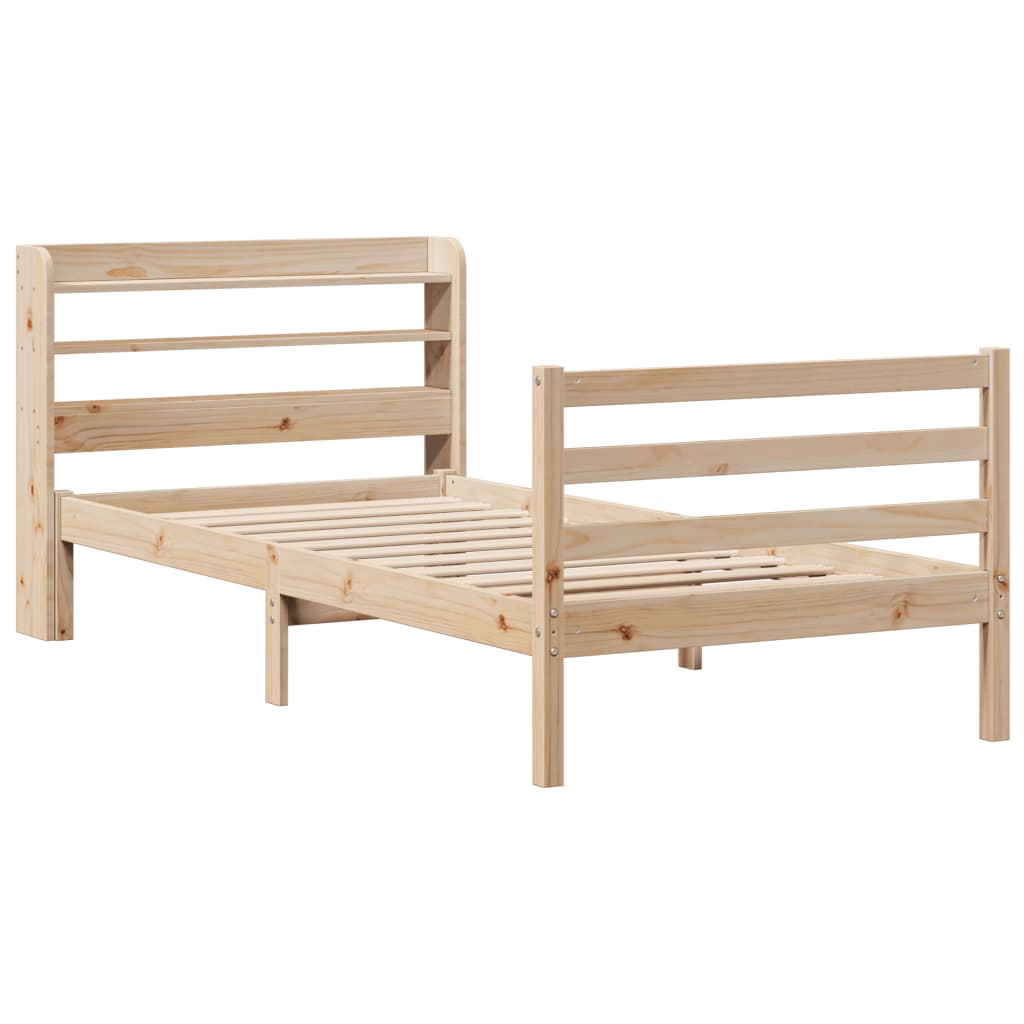 Bedframe met hoofdbord massief grenenhout 100x200 cm is nu te koop bij PeponiXL, paradijselijk wonen!