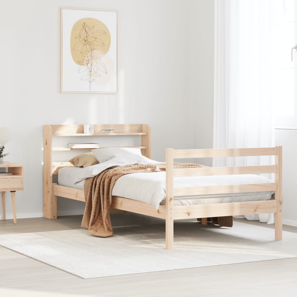 Bedframe met hoofdbord massief grenenhout 100x200 cm is nu te koop bij PeponiXL, paradijselijk wonen!