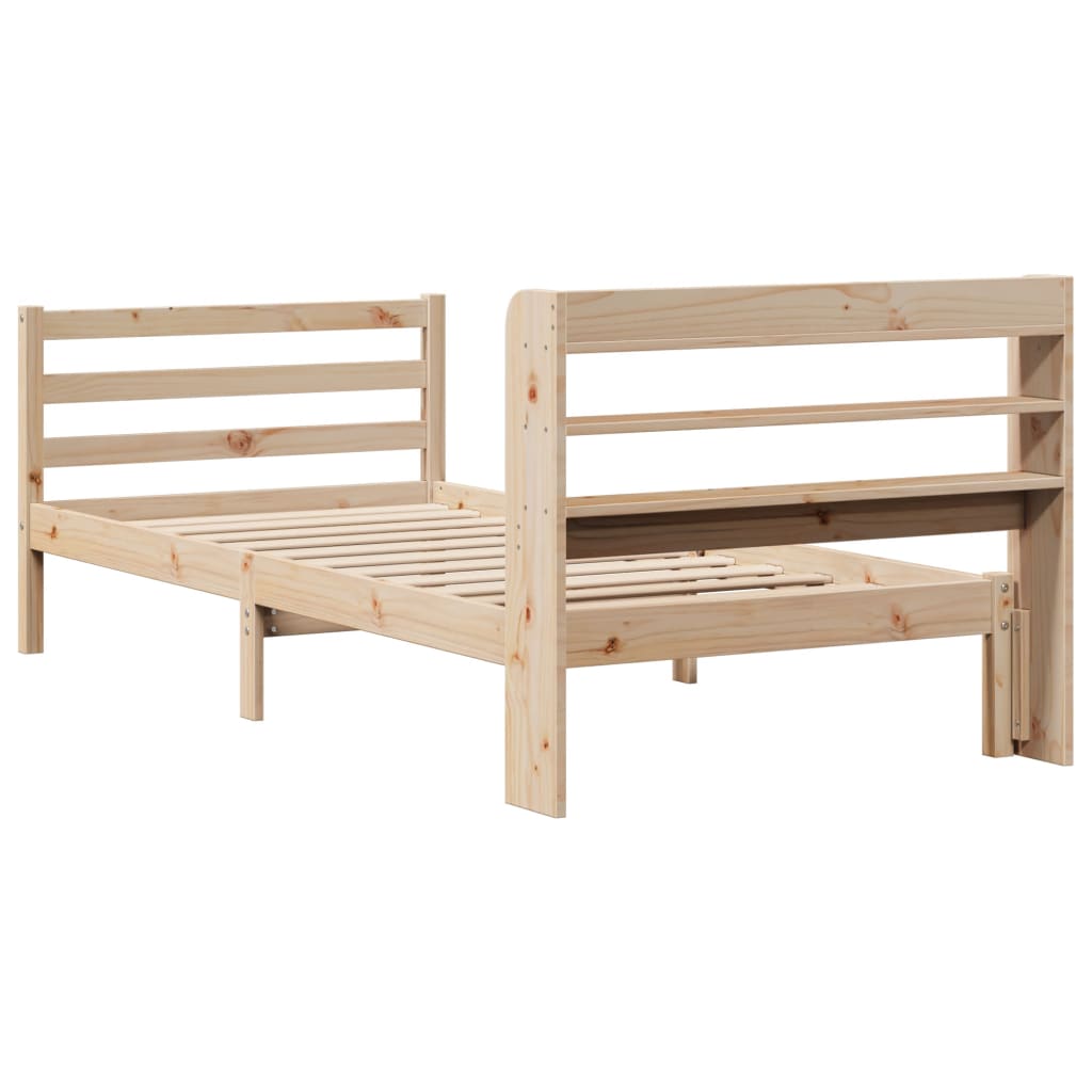 Bedframe met hoofdbord massief grenenhout 100x200 cm is nu te koop bij PeponiXL, paradijselijk wonen!