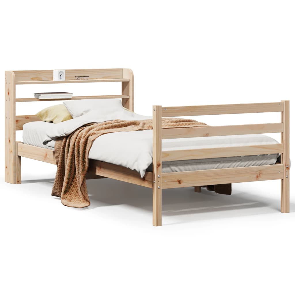 Bedframe met hoofdbord massief grenenhout 100x200 cm is nu te koop bij PeponiXL, paradijselijk wonen!