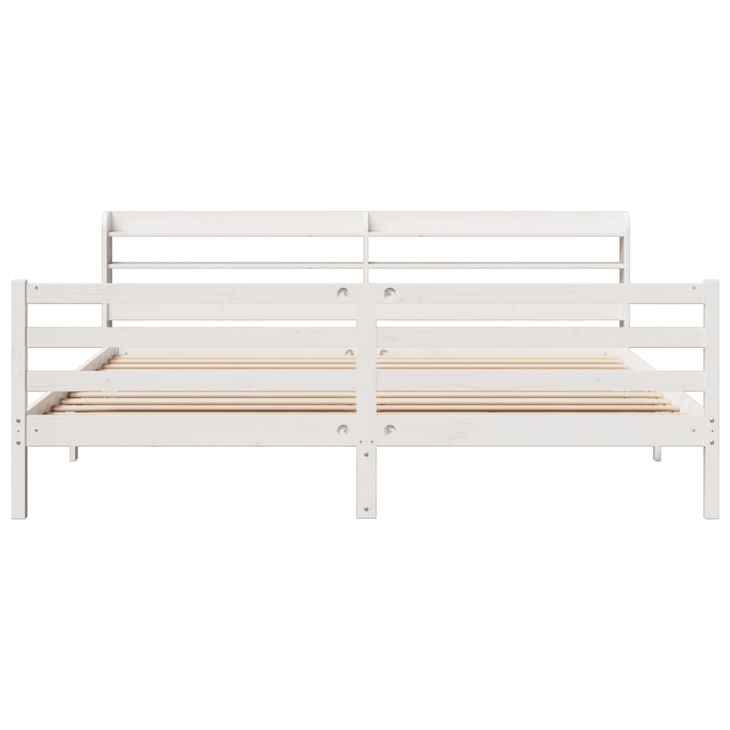 Bedframe met hoofdeinde zonder matras 200x200 cm wit is nu te koop bij PeponiXL, paradijselijk wonen!