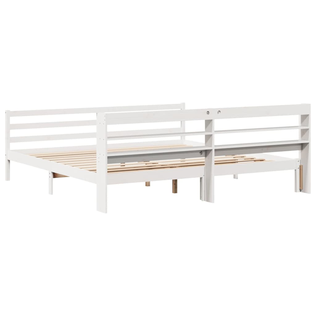 Bedframe met hoofdeinde zonder matras 200x200 cm wit is nu te koop bij PeponiXL, paradijselijk wonen!
