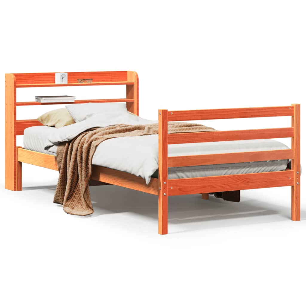 Bedframe zonder matras massief grenenhout wasbruin 75x190 cm is nu te koop bij PeponiXL, paradijselijk wonen!