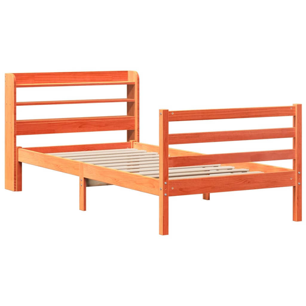 Bedframe zonder matras massief grenenhout wasbruin 75x190 cm is nu te koop bij PeponiXL, paradijselijk wonen!