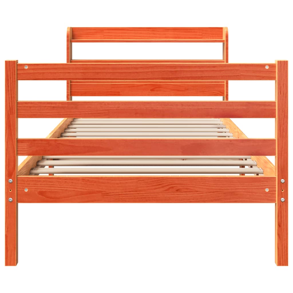 Bedframe zonder matras massief grenenhout wasbruin 75x190 cm is nu te koop bij PeponiXL, paradijselijk wonen!