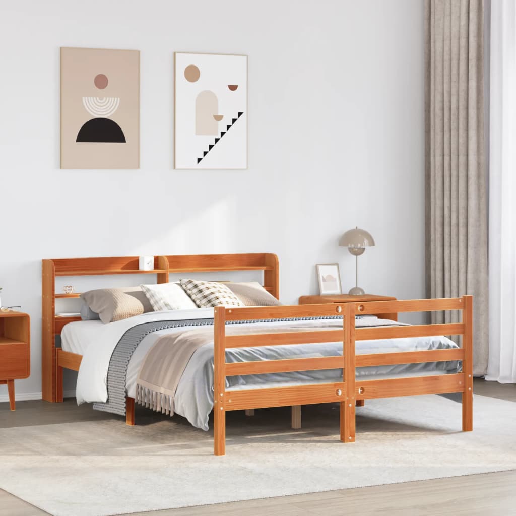 Bedframe zonder matras massief grenenhout wasbruin 120x190 cm is nu te koop bij PeponiXL, paradijselijk wonen!