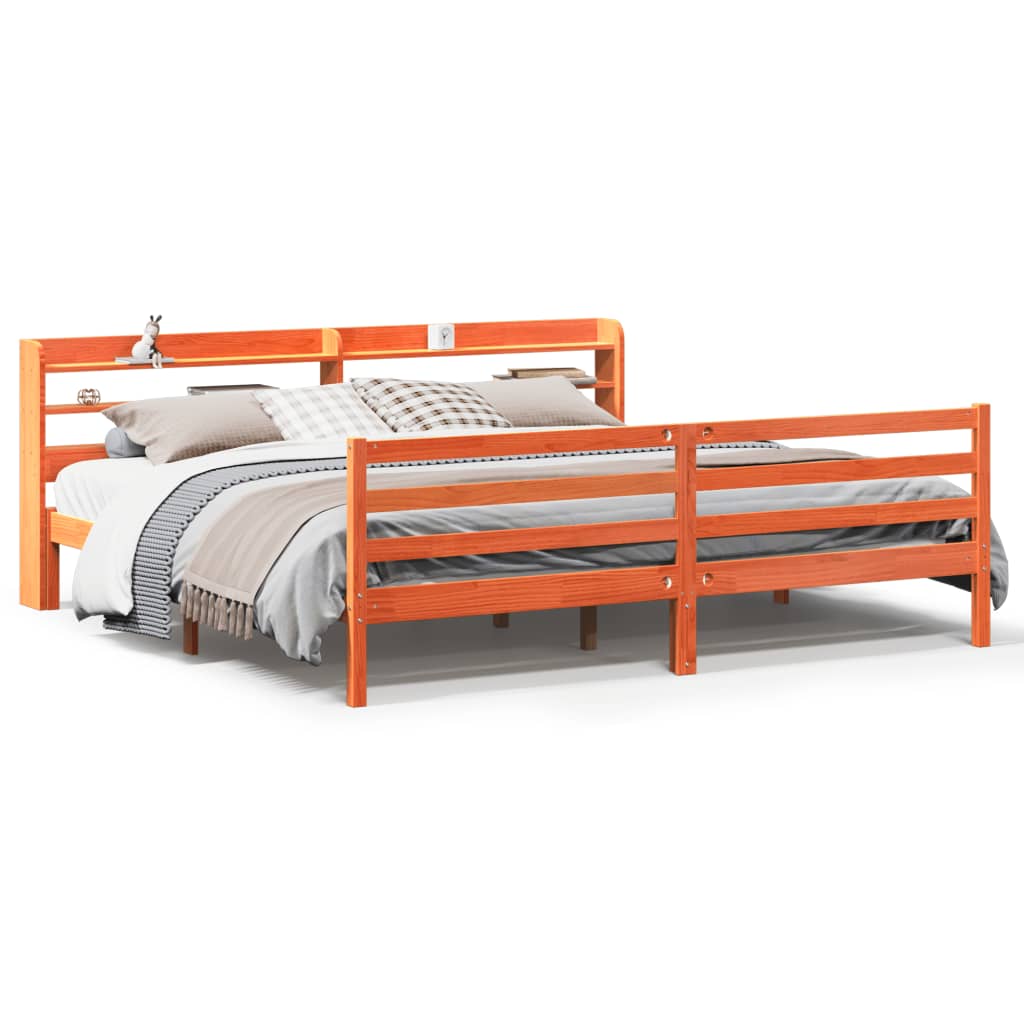 Bedframe zonder matras massief grenenhout wasbruin 200x200 cm is nu te koop bij PeponiXL, paradijselijk wonen!