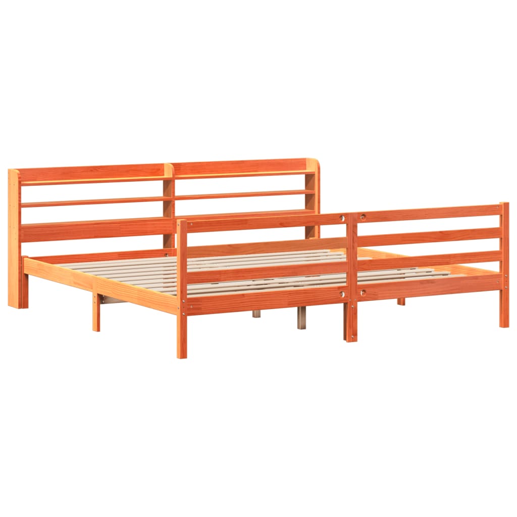 Bedframe zonder matras massief grenenhout wasbruin 200x200 cm is nu te koop bij PeponiXL, paradijselijk wonen!
