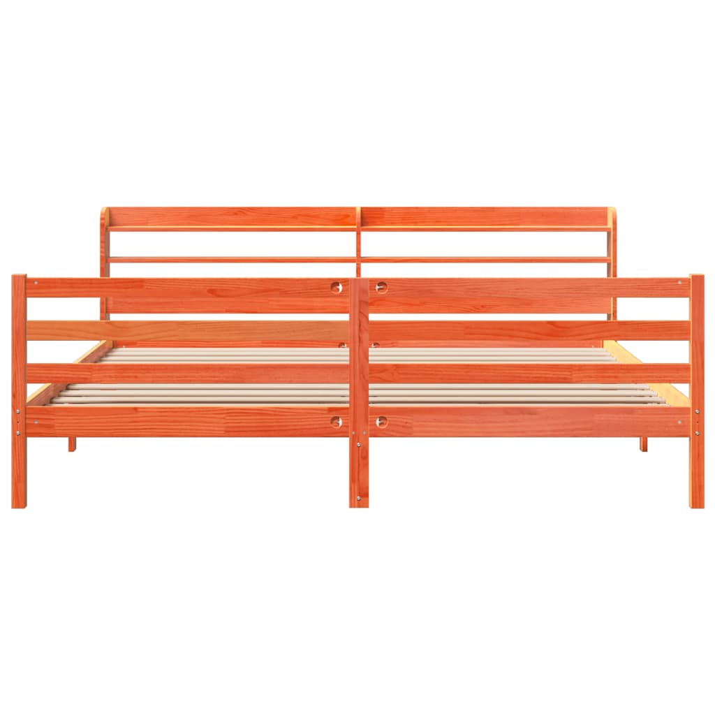 Bedframe zonder matras massief grenenhout wasbruin 200x200 cm is nu te koop bij PeponiXL, paradijselijk wonen!