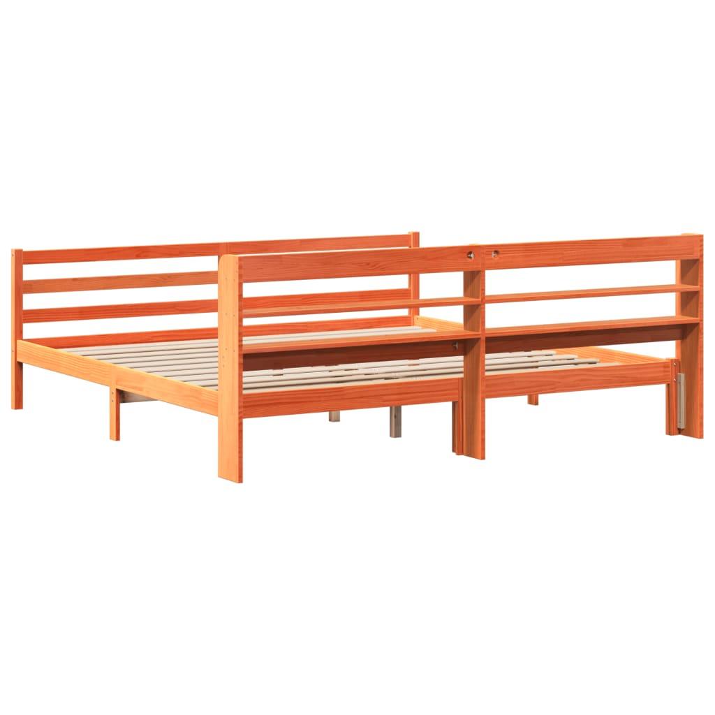 Bedframe zonder matras massief grenenhout wasbruin 200x200 cm is nu te koop bij PeponiXL, paradijselijk wonen!