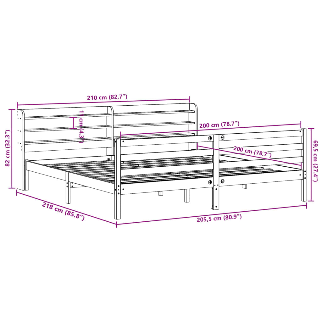 Bedframe zonder matras massief grenenhout wasbruin 200x200 cm is nu te koop bij PeponiXL, paradijselijk wonen!