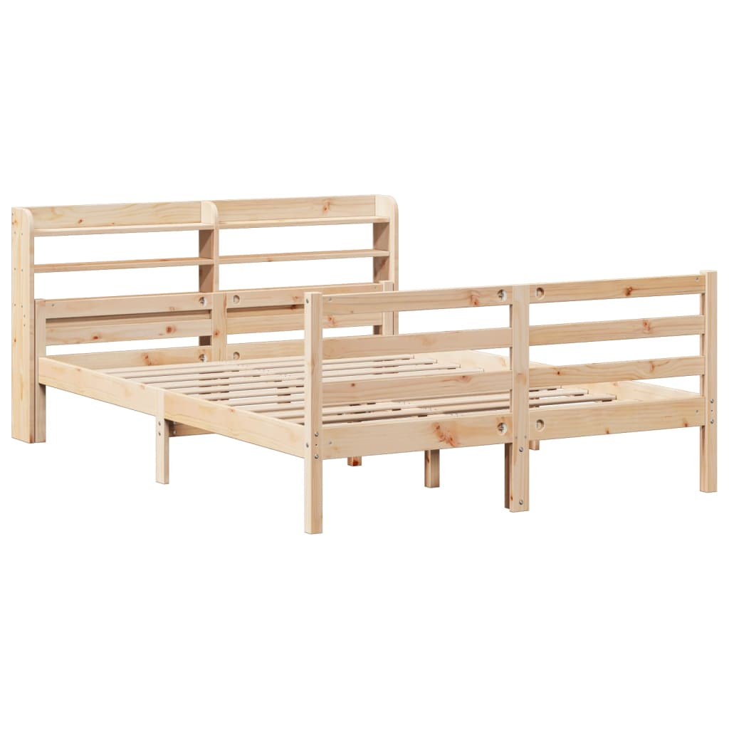 Bedframe met hoofdbord massief grenenhout 135x190 cm is nu te koop bij PeponiXL, paradijselijk wonen!