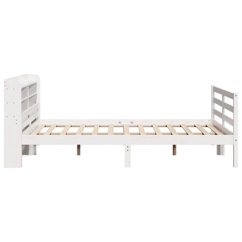 Bedframe met hoofdbord massief grenenhout wit 135x190 cm is nu te koop bij PeponiXL, paradijselijk wonen!