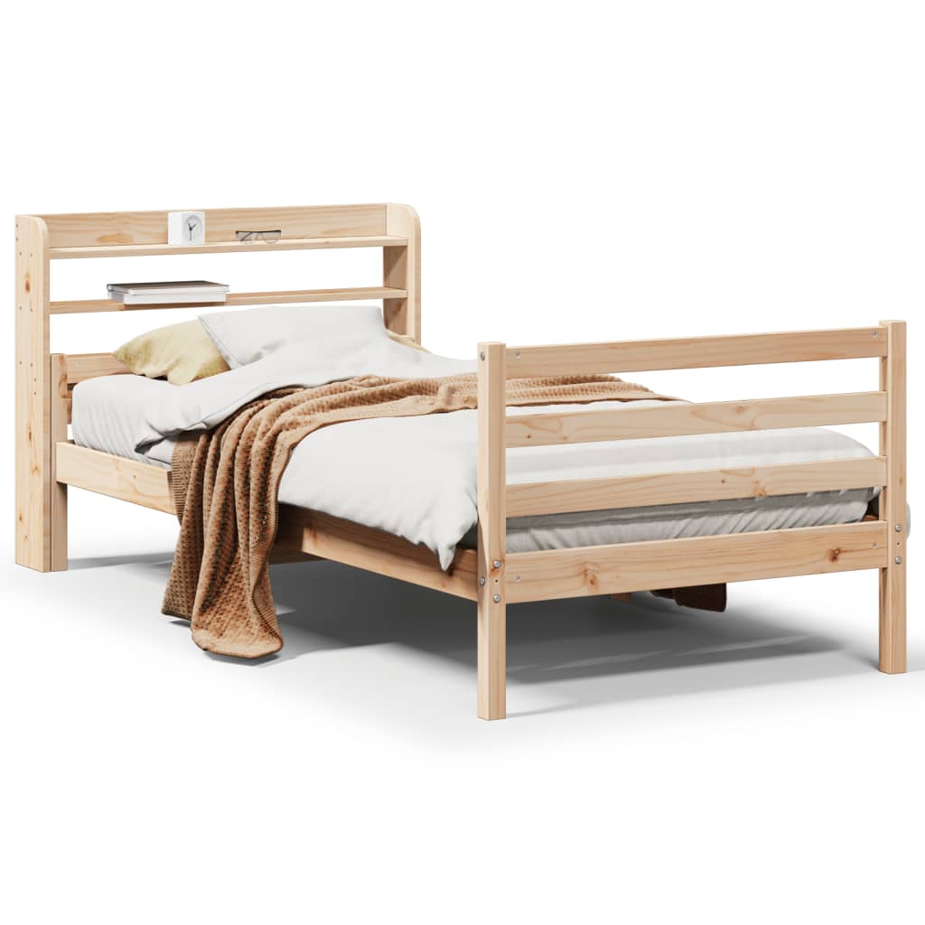 Bedframe met hoofdbord massief grenenhout 100x200 cm is nu te koop bij PeponiXL, paradijselijk wonen!