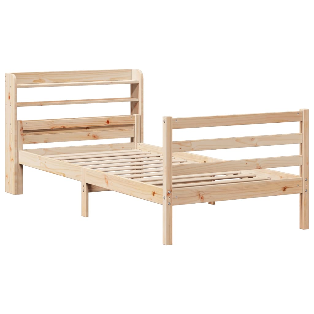 Bedframe met hoofdbord massief grenenhout 100x200 cm is nu te koop bij PeponiXL, paradijselijk wonen!