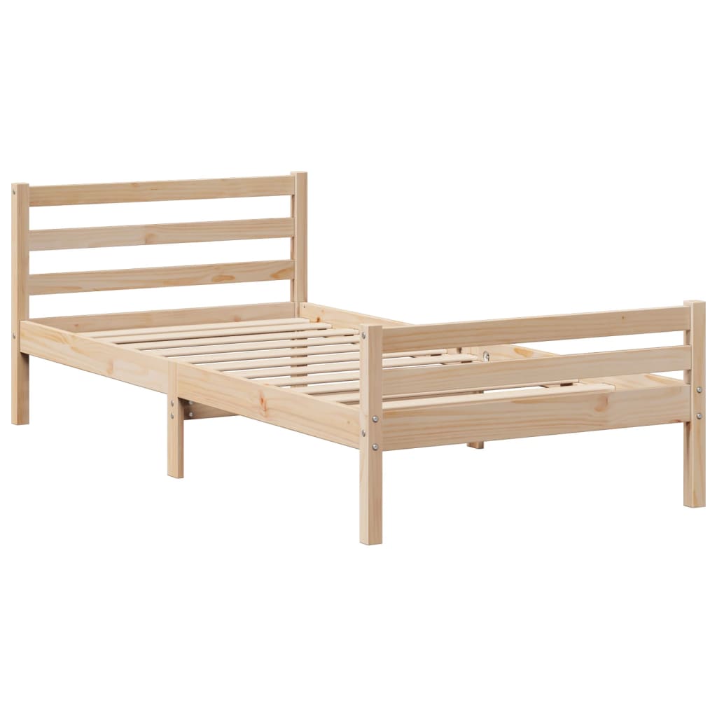 Bedframe met hoofdbord massief grenenhout 100x200 cm is nu te koop bij PeponiXL, paradijselijk wonen!