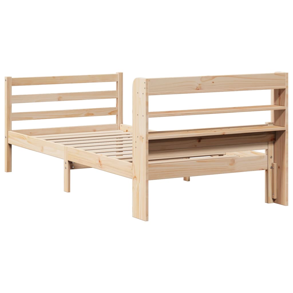 Bedframe met hoofdbord massief grenenhout 100x200 cm is nu te koop bij PeponiXL, paradijselijk wonen!
