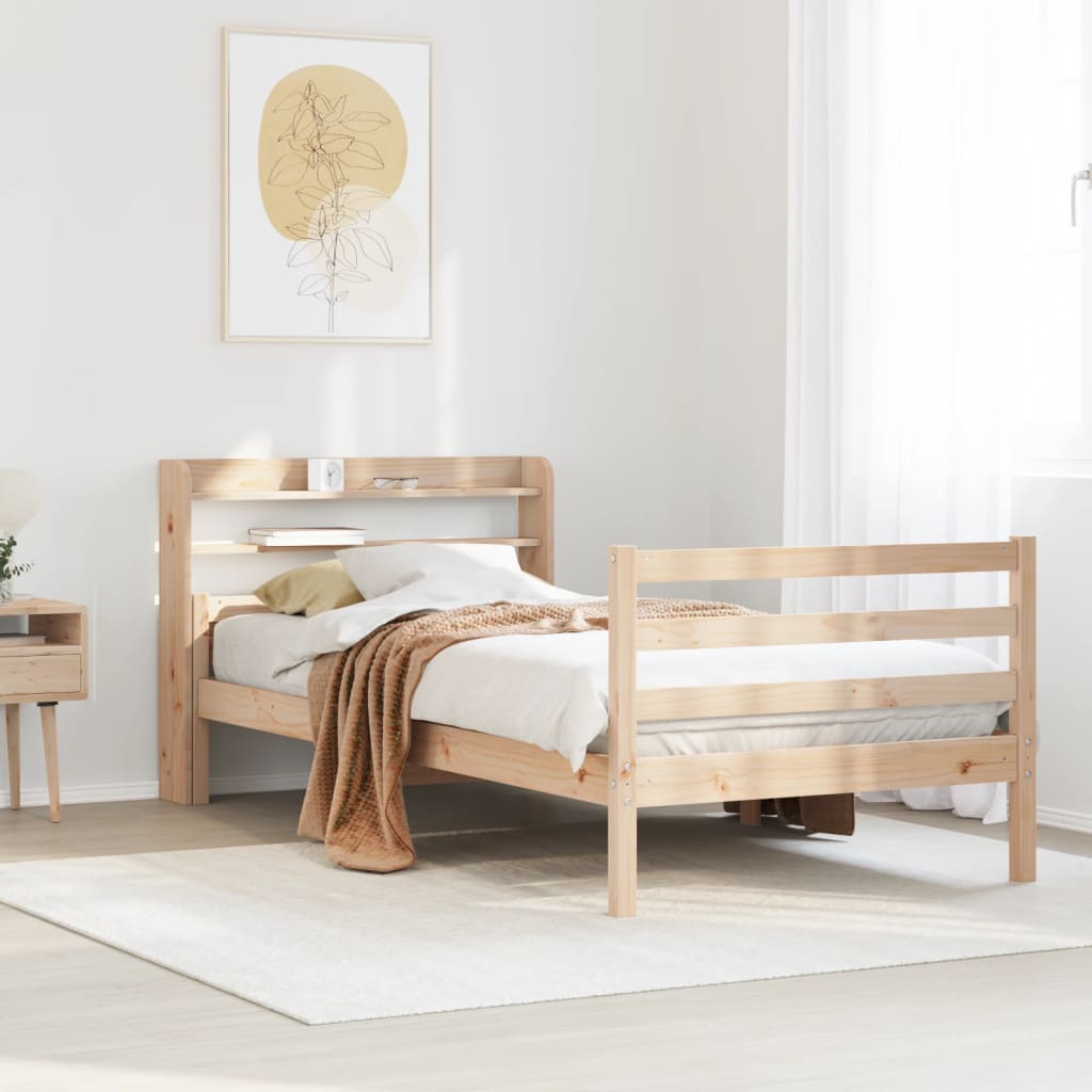 Bedframe met hoofdbord massief grenenhout 100x200 cm is nu te koop bij PeponiXL, paradijselijk wonen!