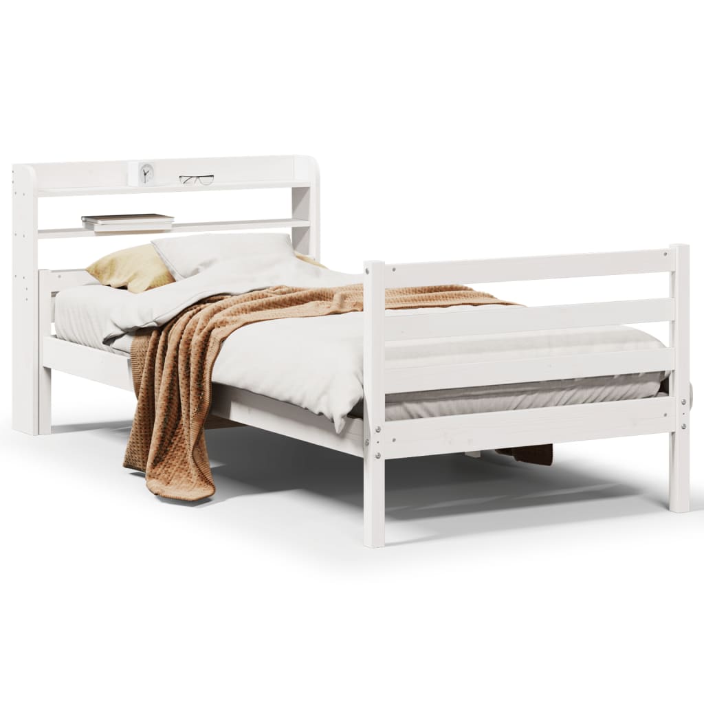 Bedframe met hoofdeinde zonder matras 100x200 cm wit is nu te koop bij PeponiXL, paradijselijk wonen!