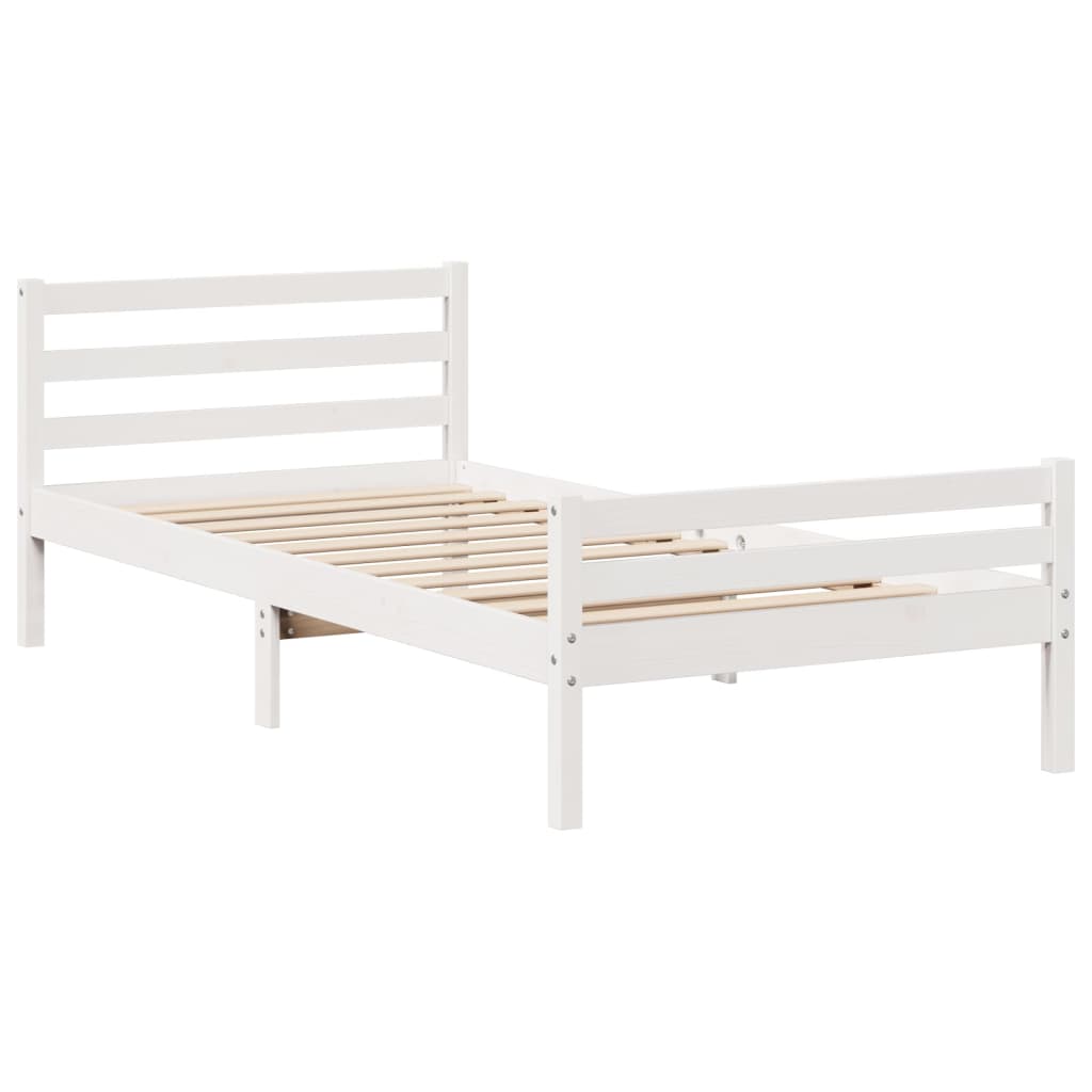 Bedframe met hoofdeinde zonder matras 100x200 cm wit is nu te koop bij PeponiXL, paradijselijk wonen!