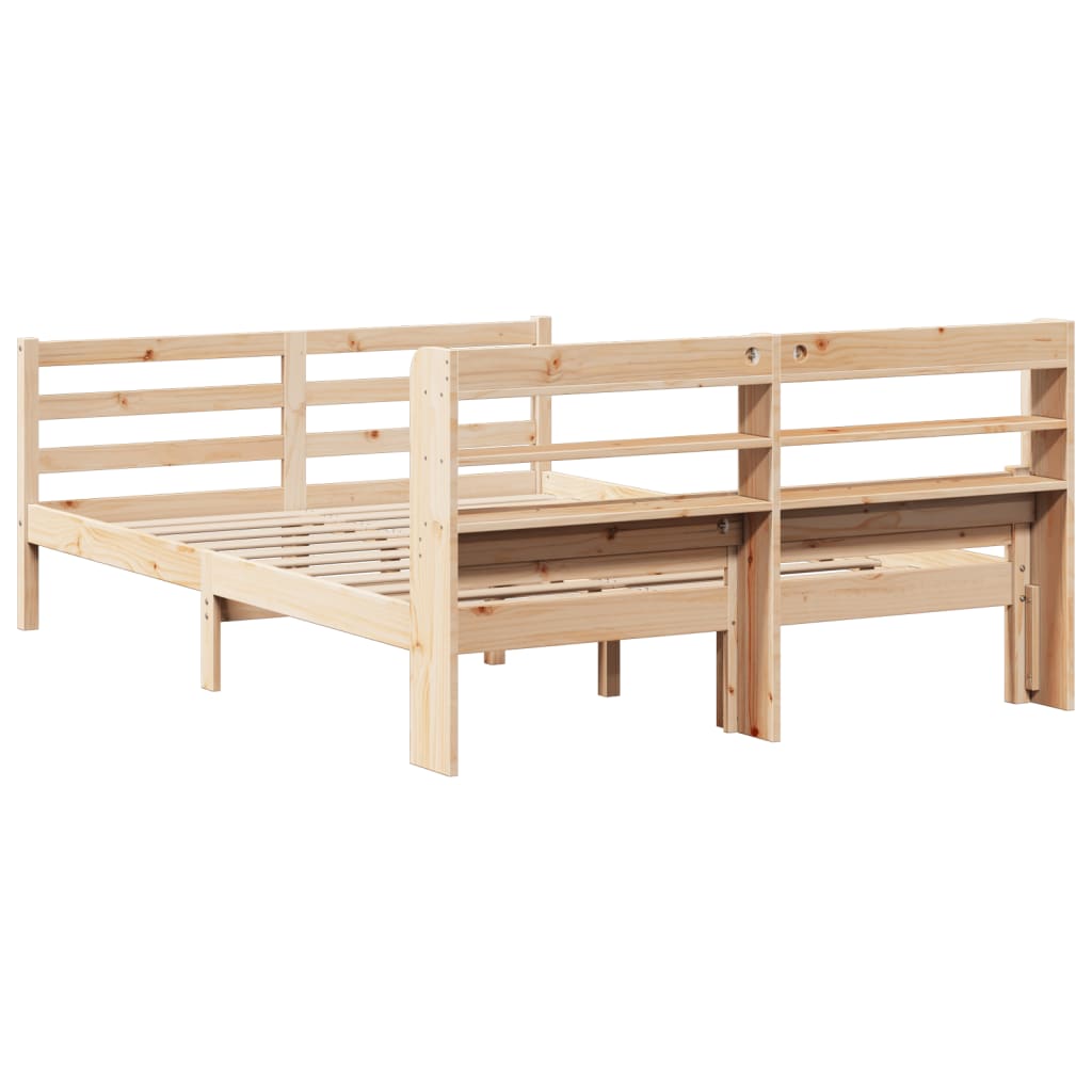 Bedframe met hoofdbord massief grenenhout wit 140x200 cm is nu te koop bij PeponiXL, paradijselijk wonen!