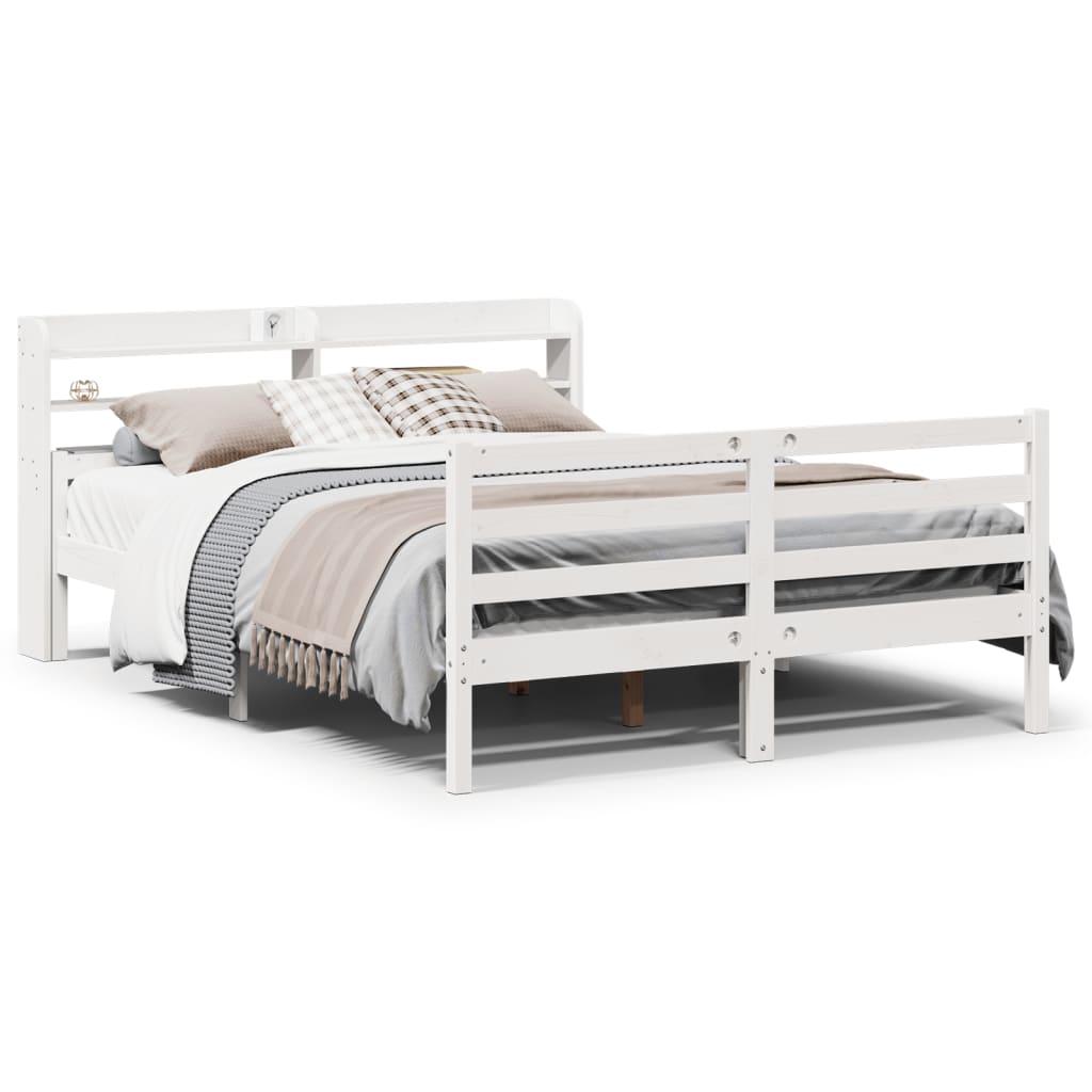 Bedframe met hoofdeinde zonder matras 140x200 cm wit is nu te koop bij PeponiXL, paradijselijk wonen!