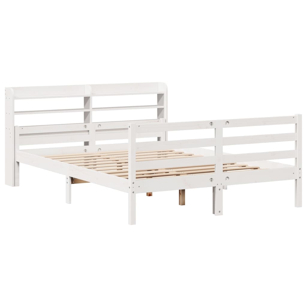 Bedframe met hoofdeinde zonder matras 140x200 cm wit is nu te koop bij PeponiXL, paradijselijk wonen!