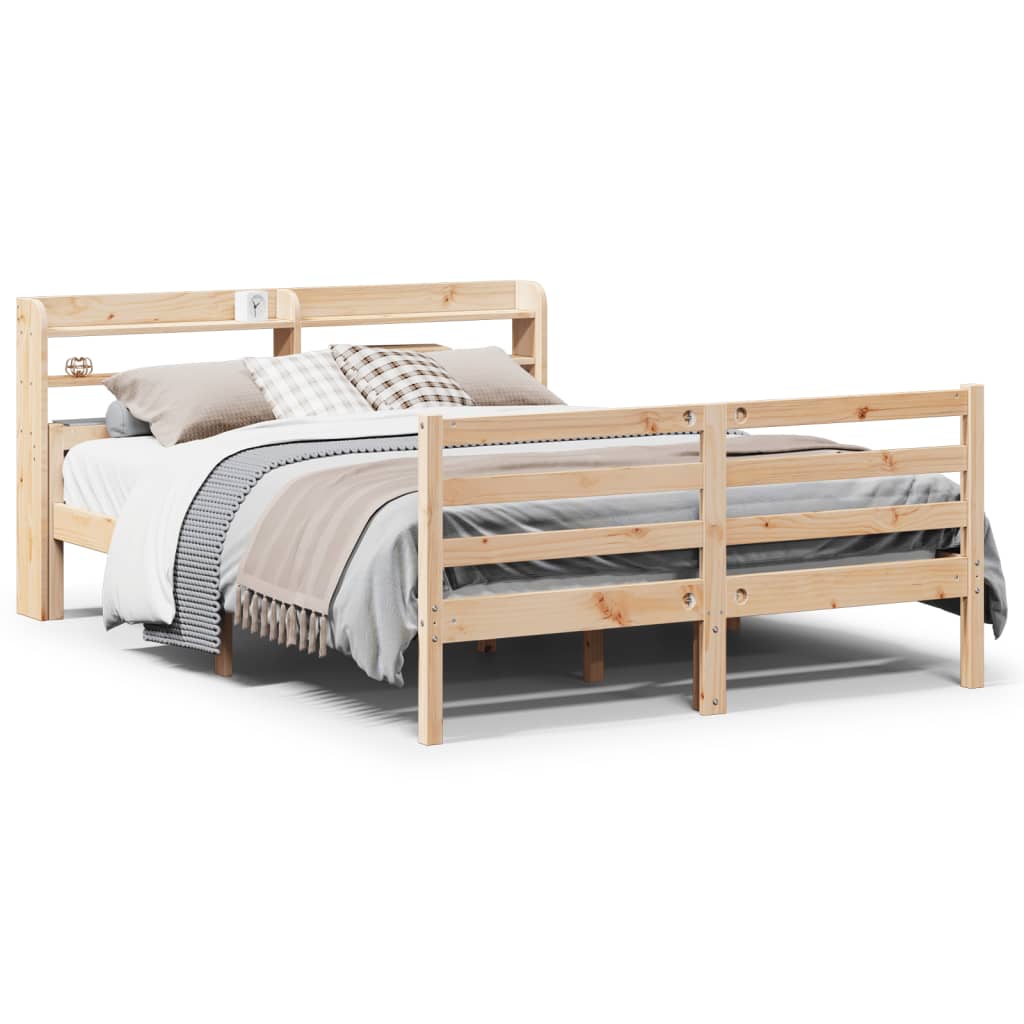 Bedframe met hoofdbord massief grenenhout 150x200 cm is nu te koop bij PeponiXL, paradijselijk wonen!