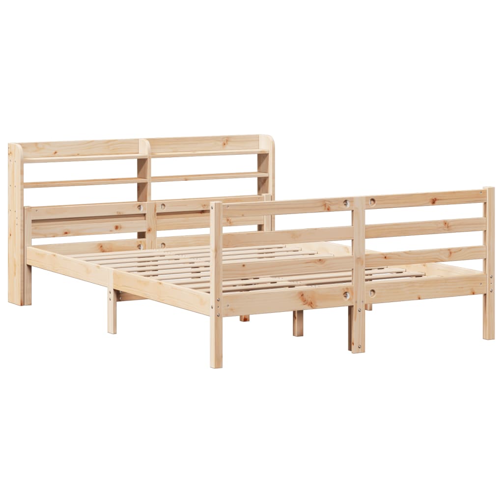 Bedframe met hoofdbord massief grenenhout 150x200 cm is nu te koop bij PeponiXL, paradijselijk wonen!