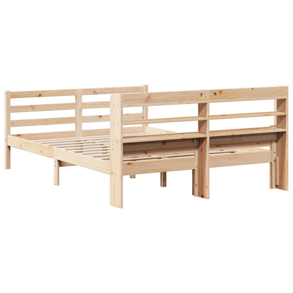 Bedframe met hoofdbord massief grenenhout 150x200 cm is nu te koop bij PeponiXL, paradijselijk wonen!