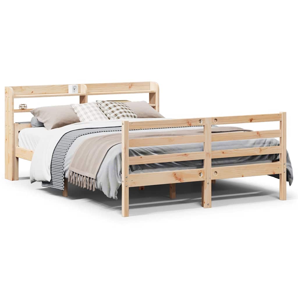 Bedframe met hoofdbord massief grenenhout 160x200 cm is nu te koop bij PeponiXL, paradijselijk wonen!